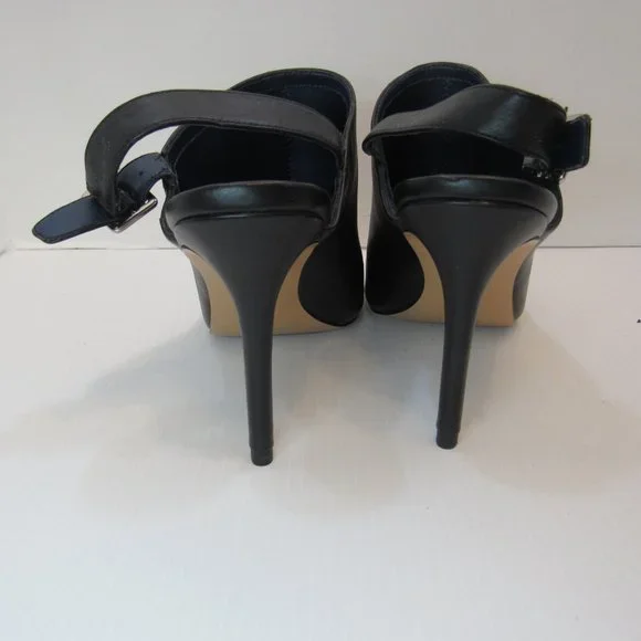 Charles & Keith Black Sling Back Peep Toe Stiletto Heels - Picture 11 of 12